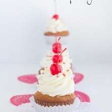 Cherry Cupcakes with White Chocolate Frosting