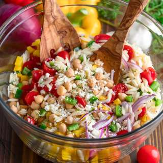 Summer Orzo Salad with Chickpeas and Feta