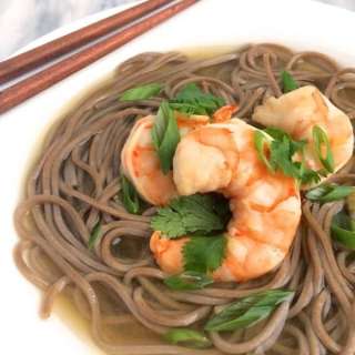 Soba Noodles and Shrimp in Gingered Broth