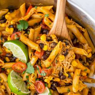 One Pot Chicken Enchilada Pasta