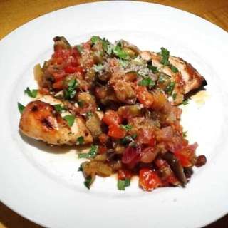 Eggplant Caponata with Grilled Chicken