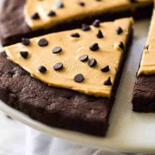 Chocolate Cookie Pizza With Salted Caramel-Peanut Butter-Greek Yogurt Frosting