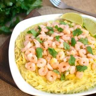 Shrimp Pasta with Creamy Curry Sauce {GF}