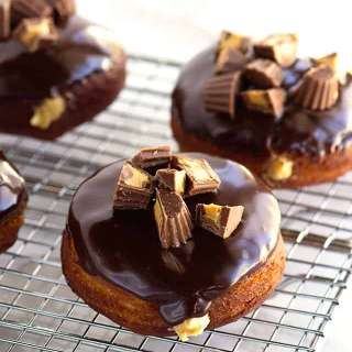 Chocolate Glazed Peanut Butter Filled Donuts