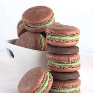 Thin Mint Chocolate Macarons