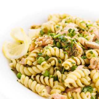 Pesto Pasta with Salmon and Peas