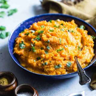 Curried Savory Vegan Healthy Mashed Sweet Potatoes