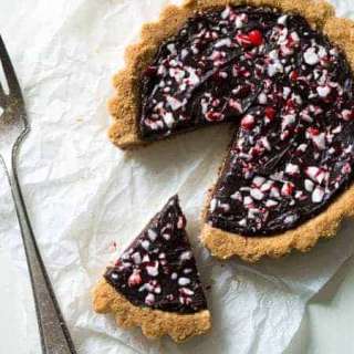 Gluten Free Sugar Cookie Tart with Peppermint Truffle Filling