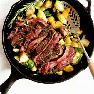 One Skillet Steak and Vegetables Dinner