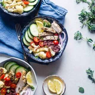 Greek Chicken Roasted Cauliflower Meal Prep Bowls