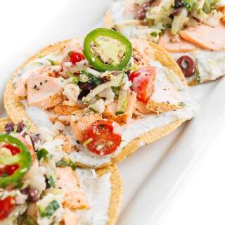 Greek Salmon Tostadas