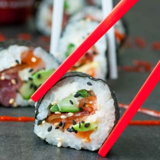 Homemade Bacon Avocado Sushi Rolls
