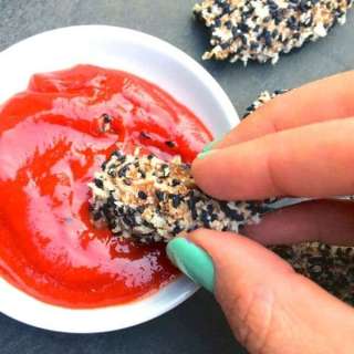Sesame Crusted Baked Chicken Fingers