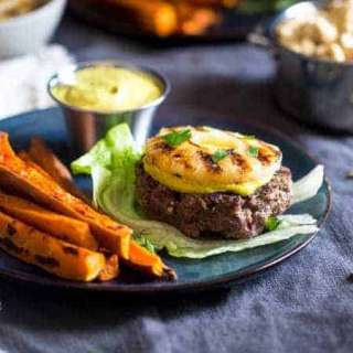 Grilled Pineapple Paleo Burger with Cashew Cream