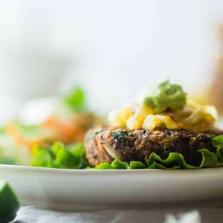 Black Bean Power Burger with Avocado Crema