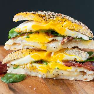 Grilled Cheese Everything Bagel Breakfast Sandwich