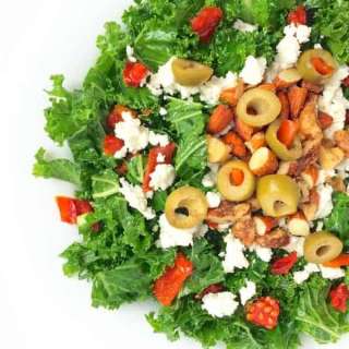 Kale Salad with Toasted Nuts and Feta
