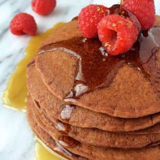 Chocolate Peanut Butter Protein Pancakes {Gluten Free}