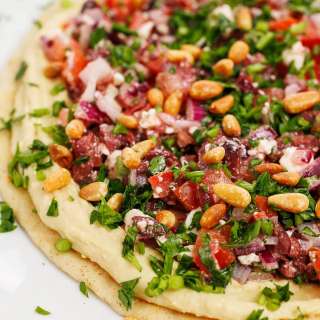 Hummus Pizza with Greek Tapenade