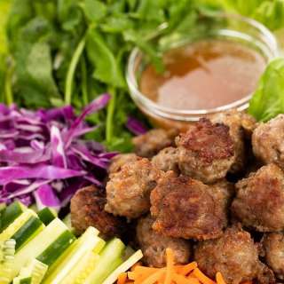 Vietnamese Lettuce Wraps with BBQ Pork Meatballs