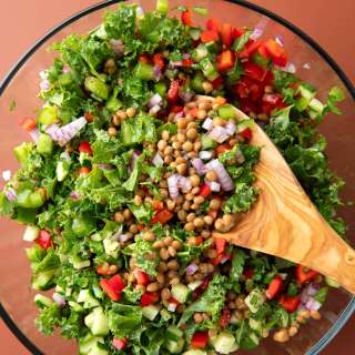 Kale Lentil Salad with Lemon Dressing