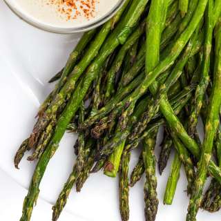 Broiled Asparagus with Tahini Dipping Sauce