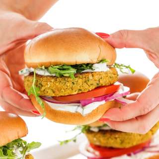 Vegetarian Chickpea Burgers with Tzatziki Sauce