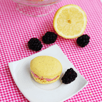 Lemon Macarons with Mixed Berry Buttercream