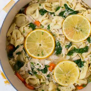Chicken Tortellini Soup with Spinach and Greens