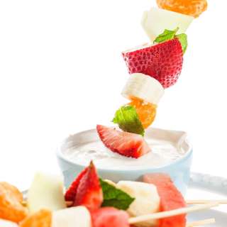 Fruit Kabobs with Ginger Lemon Yogurt Sauce