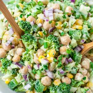 Chopped Cauliflower Broccoli Salad with Creamy Avocado Dressing
