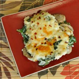 Cheesy Kale, Mushroom, and Rice Casserole
