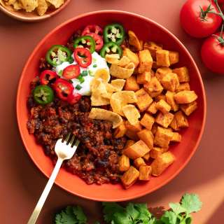 Roasted Sweet Potato Chili Bowls