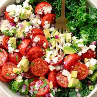 Avocado Kale Salad with Cherry Tomatoes and Feta