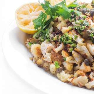 Roasted Cauliflower with Jalapeño Caper Vinaigrette