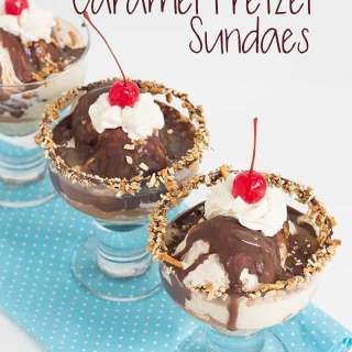 Sweet and Salty Caramel Pretzel Sundaes