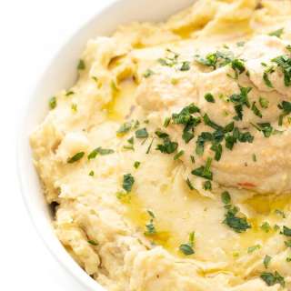 Vegan Roasted Garlic Hummus Mashed Potatoes