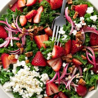 Strawberry Feta Kale Salad