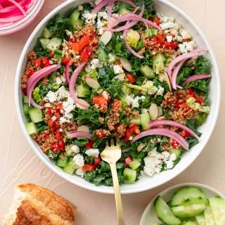 Modern Greek Salad with Kale and Quinoa