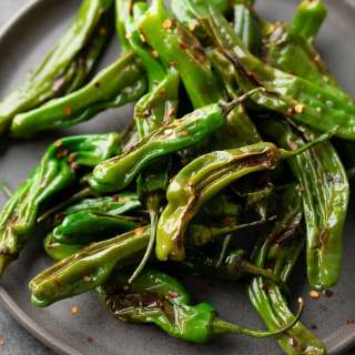 Blistered Shishito Peppers with Spicy Shishito Sauce