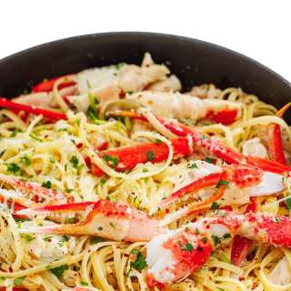 Crab Linguine in a White Wine Garlic Sauce