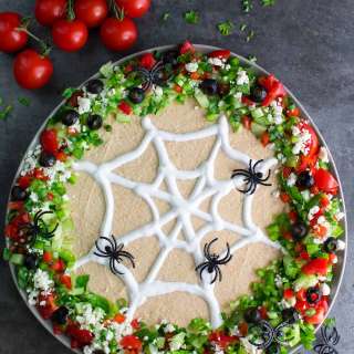 Spooky Spider Web Halloween Hummus Dip