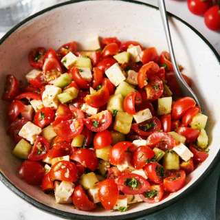 Mediterranean Cucumber and Tomato Salad with Feta