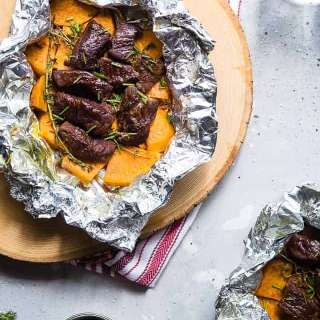 Garlic Steak And Sweet Potato Foil Packets