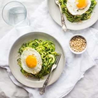 Zucchini Noodles With Pesto Fried Eggs