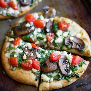 Pesto Pita Pizza with Spinach and Feta