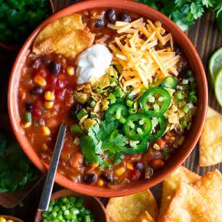Vegetarian Enchilada Soup with Beans and Rice