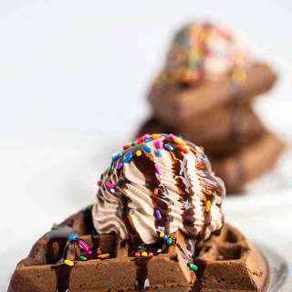 Chocolate Cake Mix Waffles