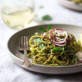 Turnip Noodle Pesto Pasta Salad