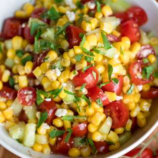 Corn and Tomato Salad with Basil and Feta